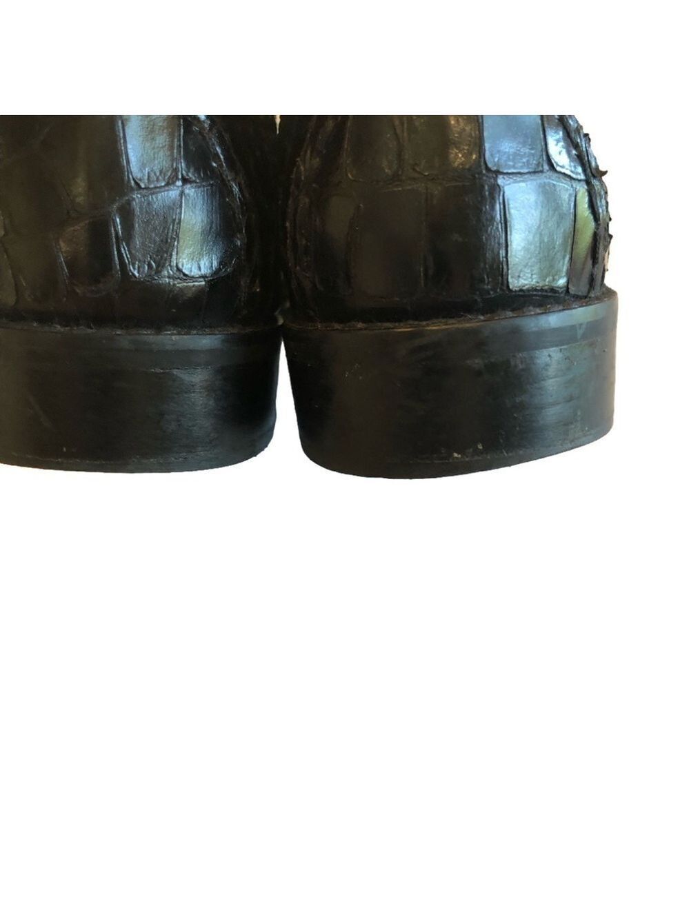STUART Weitzman 10 N black reptile texture leather loafers with decorative ring - Picture 5 of 11